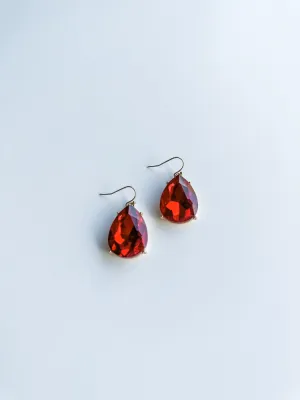Red Teardrop Drop Earrings