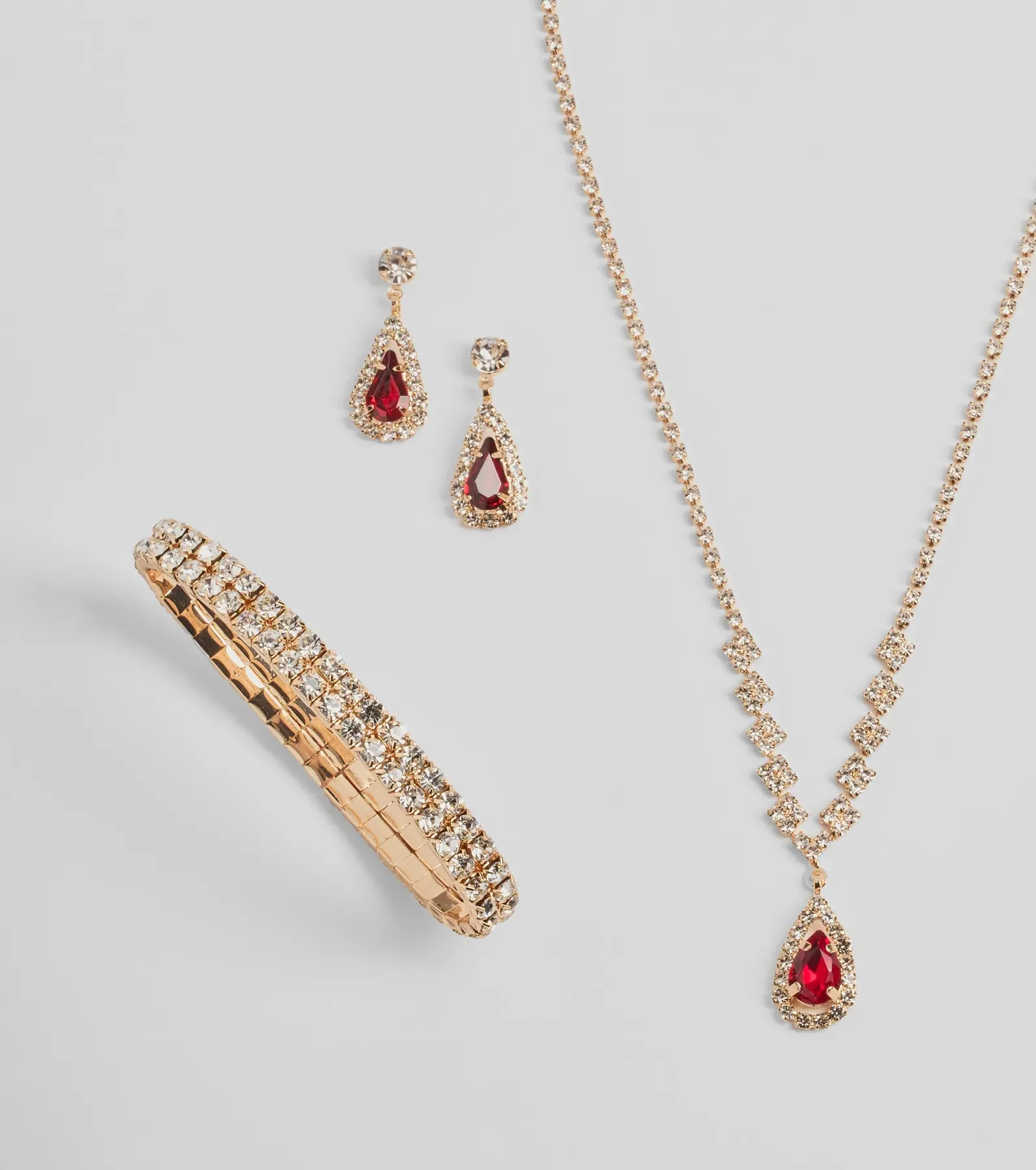 Regal Gemstone Necklace, Bracelet, And Earrings Set