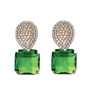 Retro Peridot & Pave Gum Drop Earring