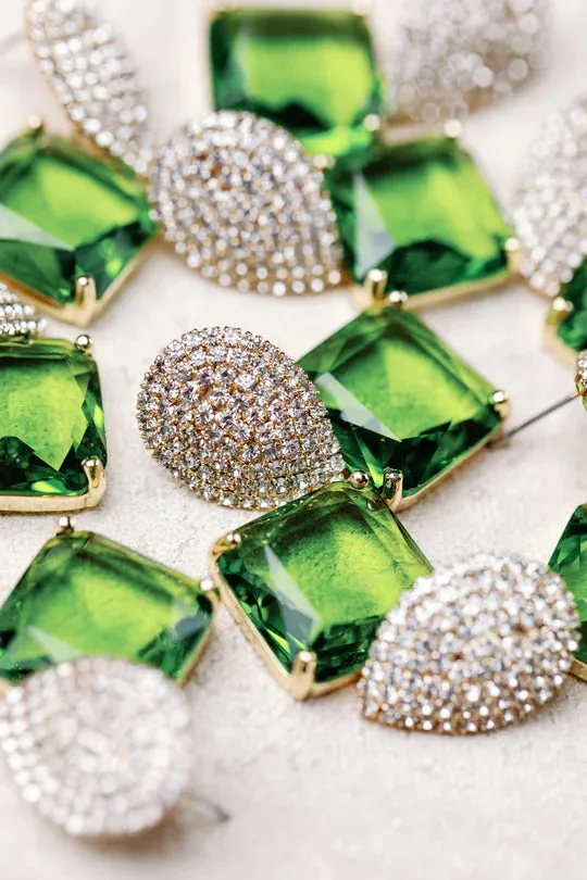 Retro Peridot & Pave Gum Drop Earring