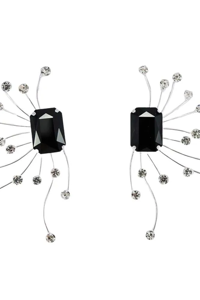 Rhinestone Black Earrings