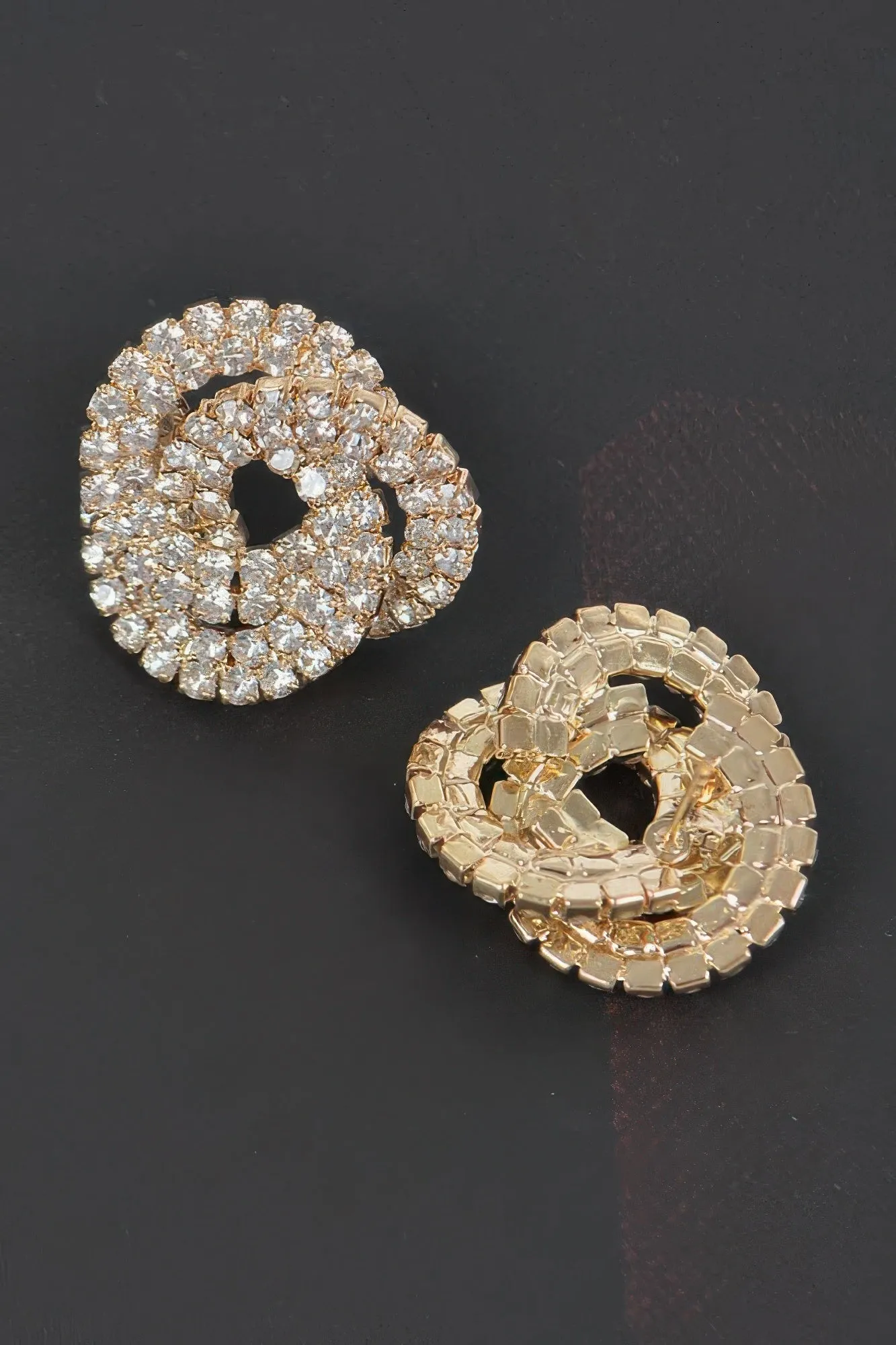 Rhinestone Button Earring
