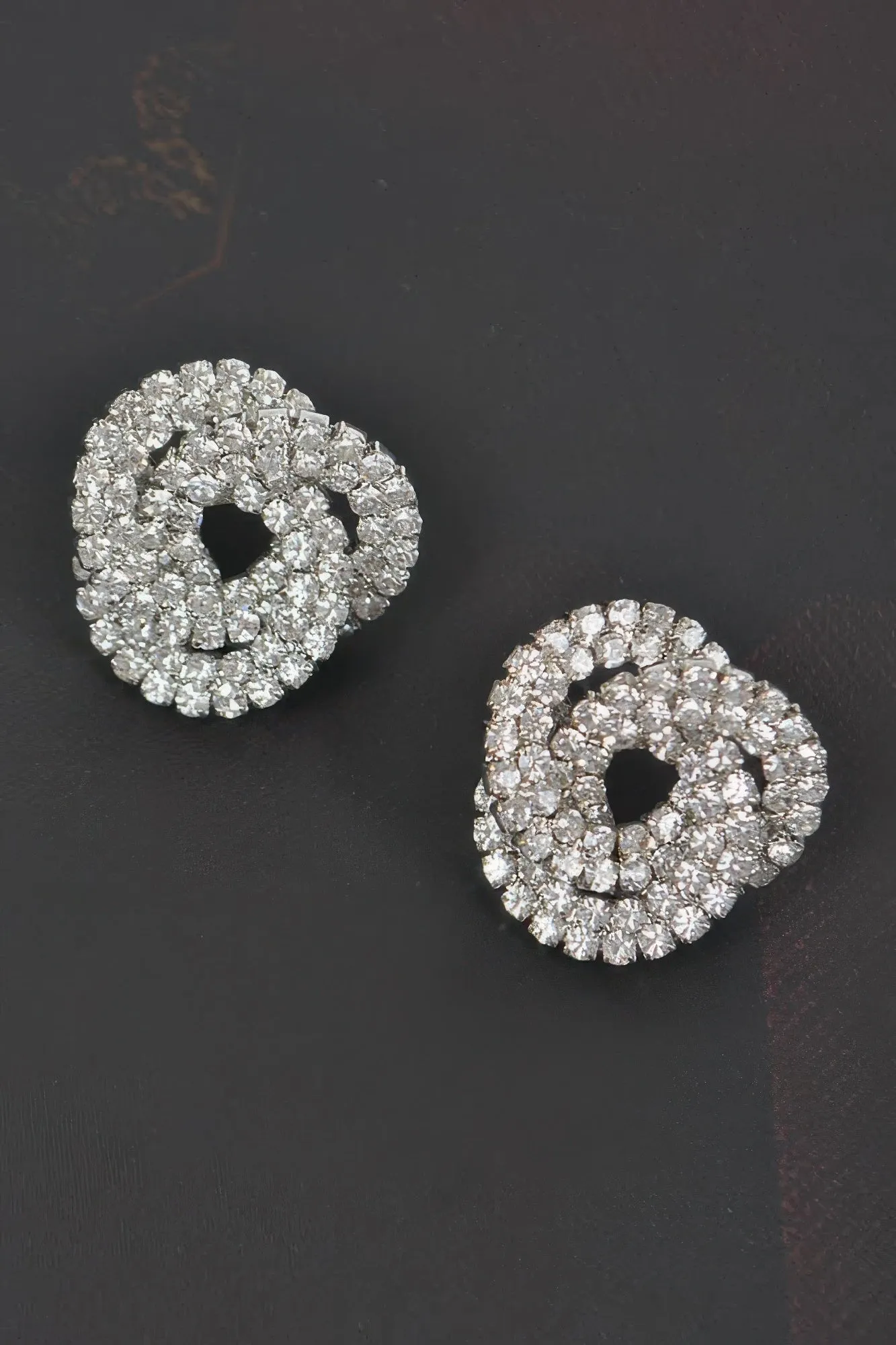 Rhinestone Button Earring