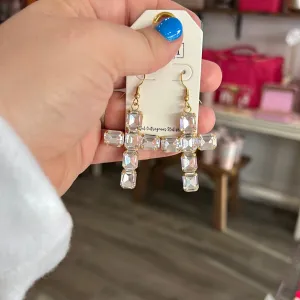 Rhinestone Cross Earrings