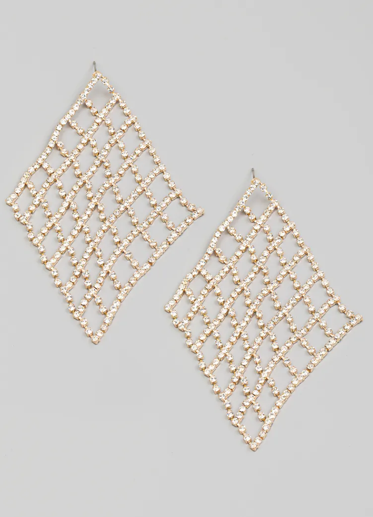 Rhinestone Diamond Shape Earrings