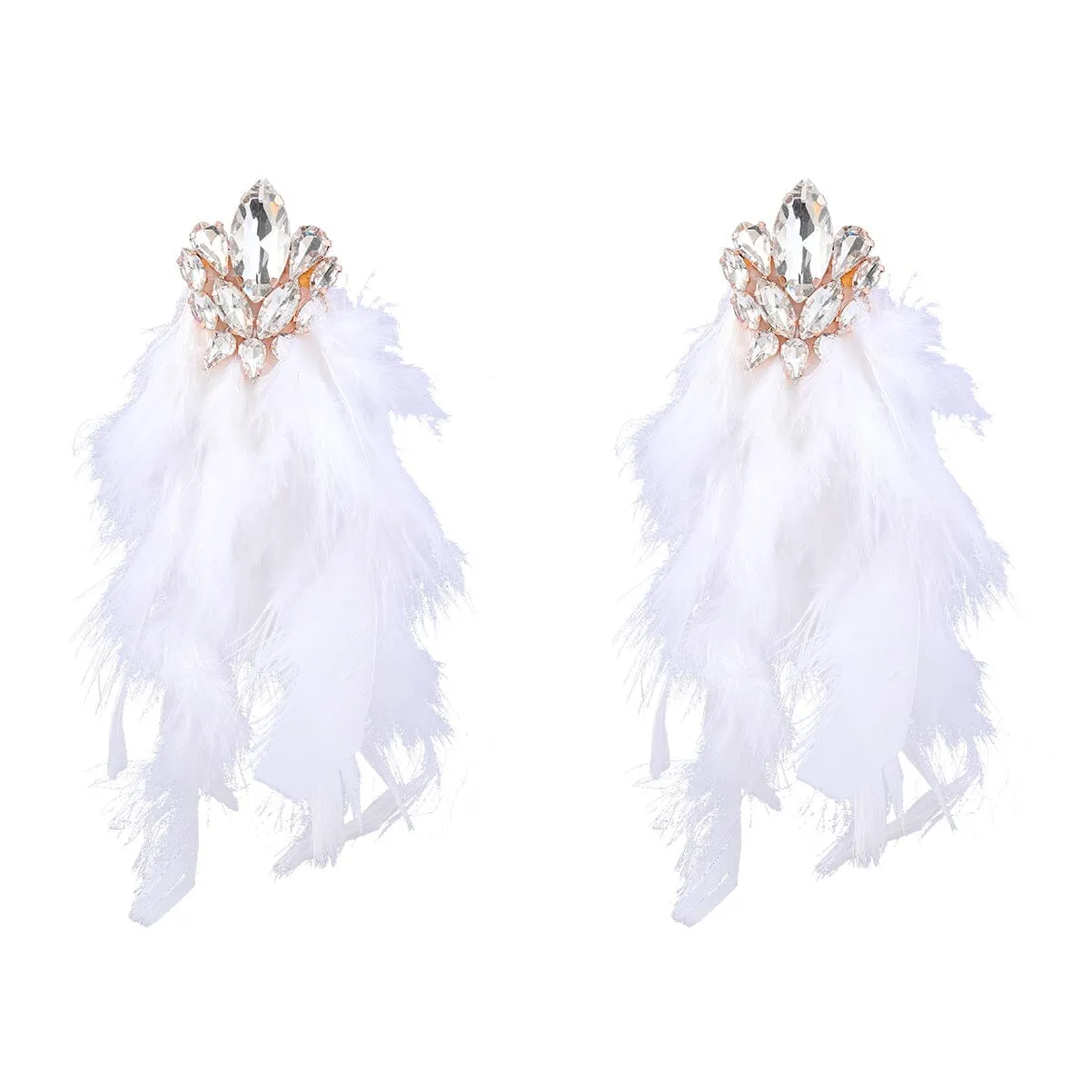 RHINESTONE FEATHER EARRINGS