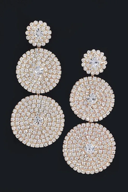 Rhinestone gold earrings