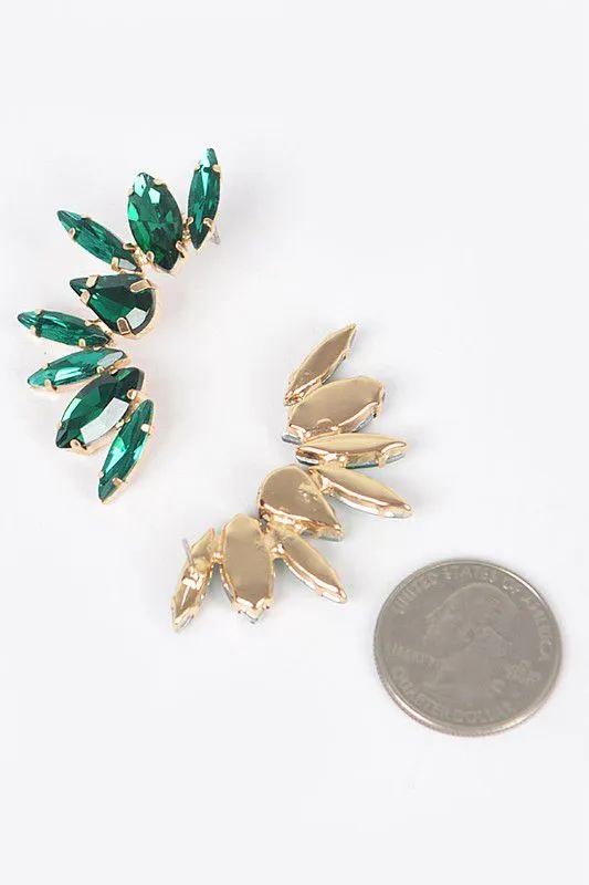 Rhinestone  green earring