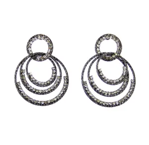 Rhinestone Gunmetal Earrings