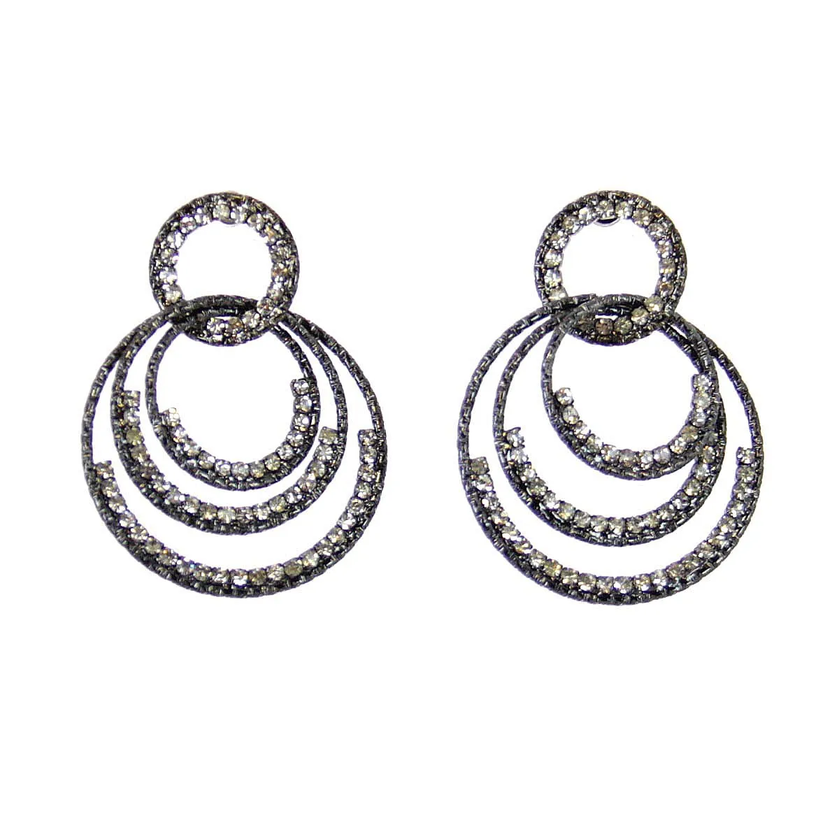 Rhinestone Gunmetal Earrings