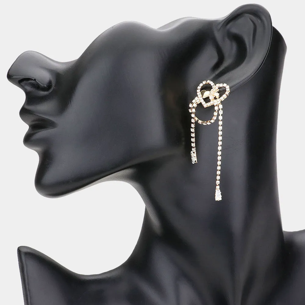 Rhinestone Heart Earrings on Gold | Pageant Earrings | Homecoming Earrings | 561671
