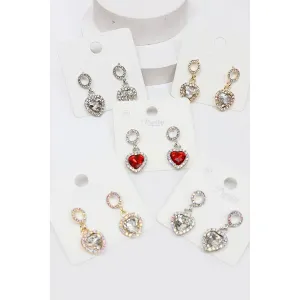 Rhinestone Hearts Drop Earrings