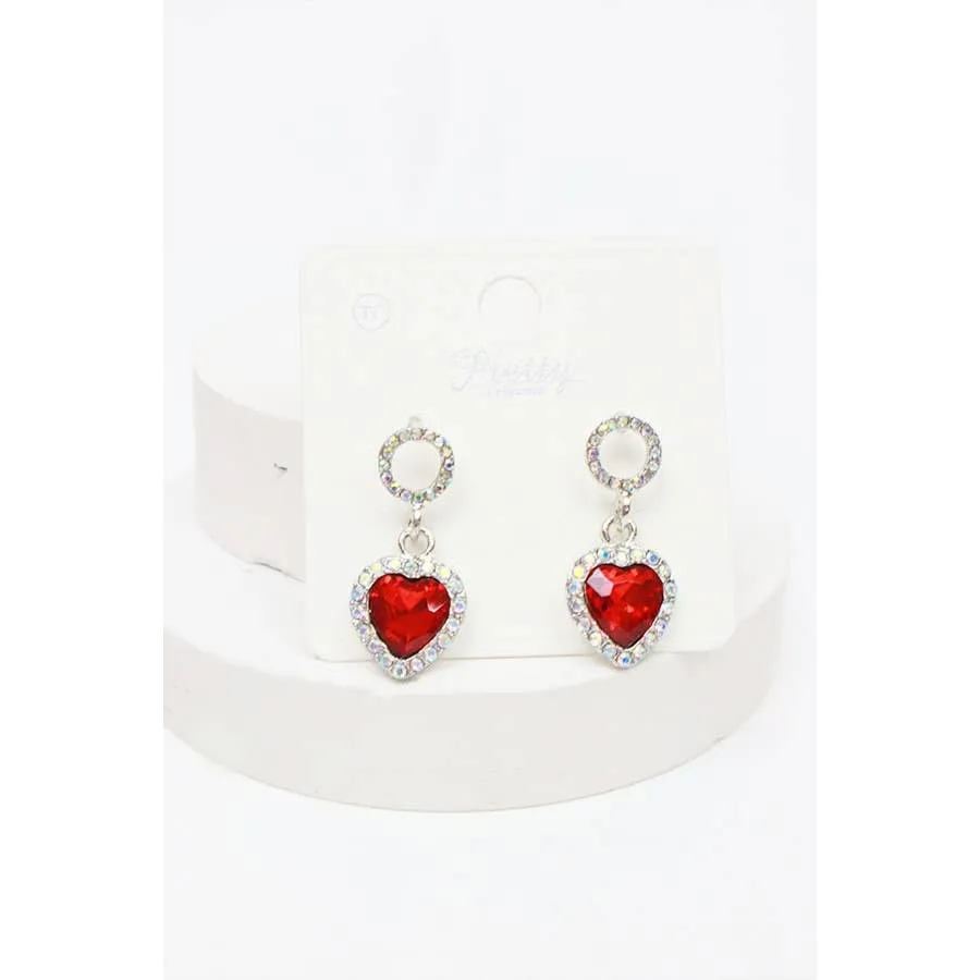 Rhinestone Hearts Drop Earrings