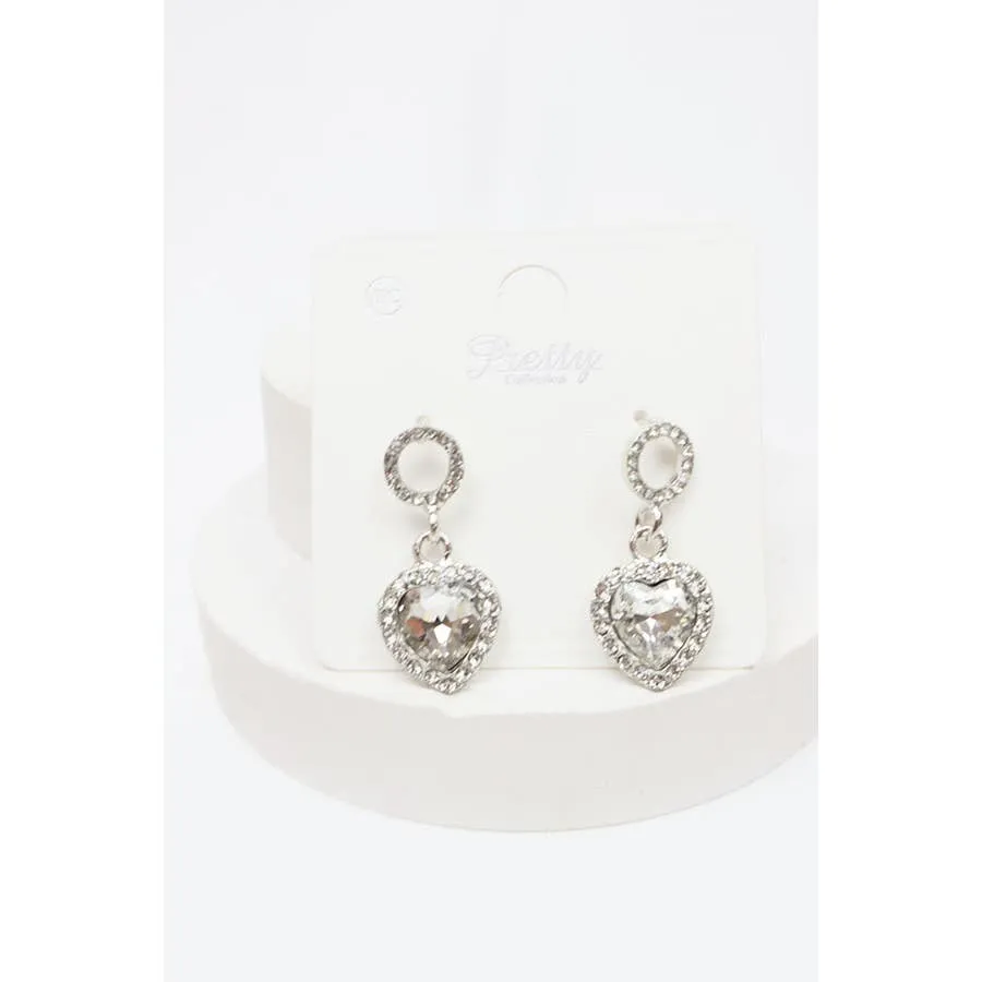 Rhinestone Hearts Drop Earrings