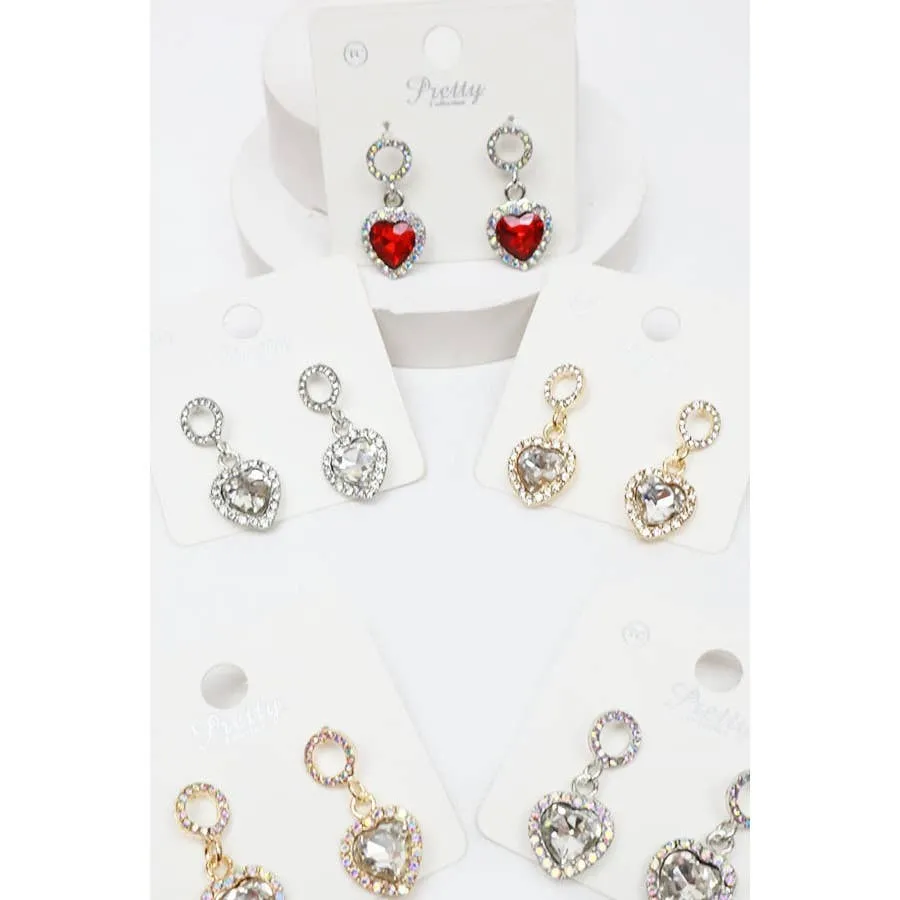 Rhinestone Hearts Drop Earrings