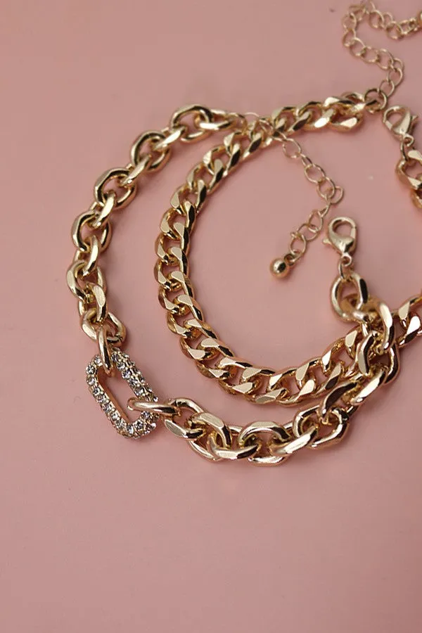 RHINESTONE LINK DOUBLE BRACELET | 71B220933