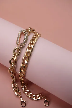 RHINESTONE LINK DOUBLE BRACELET | 71B220933
