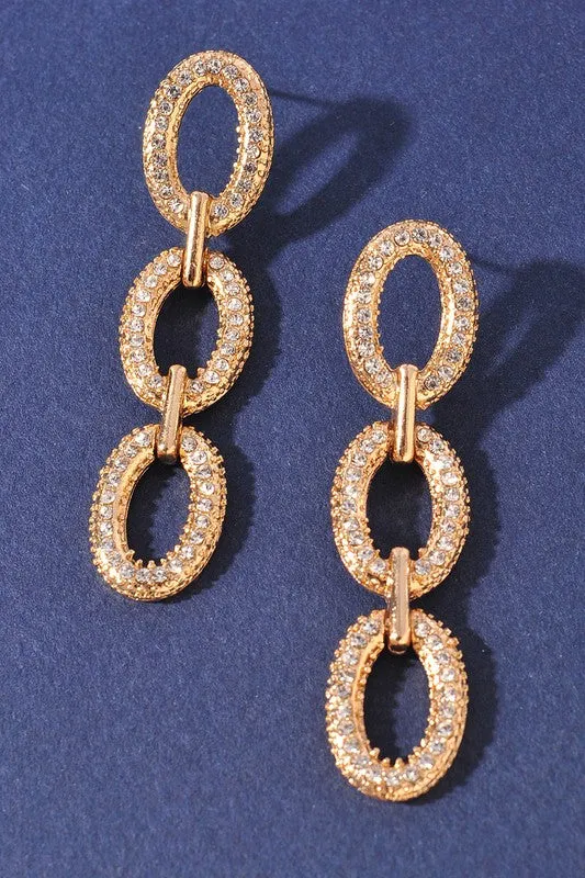 Rhinestone Link Earrings