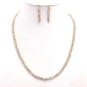 Rhinestone Luxury Necklace Earrings Jewelry Set