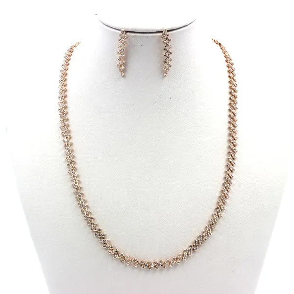 Rhinestone Luxury Necklace Earrings Jewelry Set