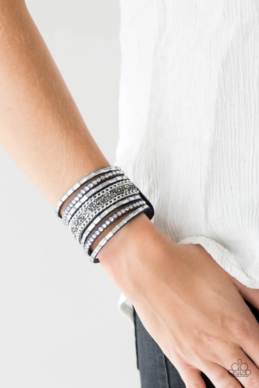 Rhinestone Rumble Blue Paparazzi Bracelet
