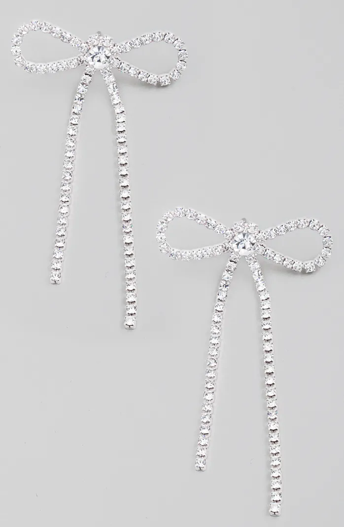 Rhinestone Studded Bow Earrings