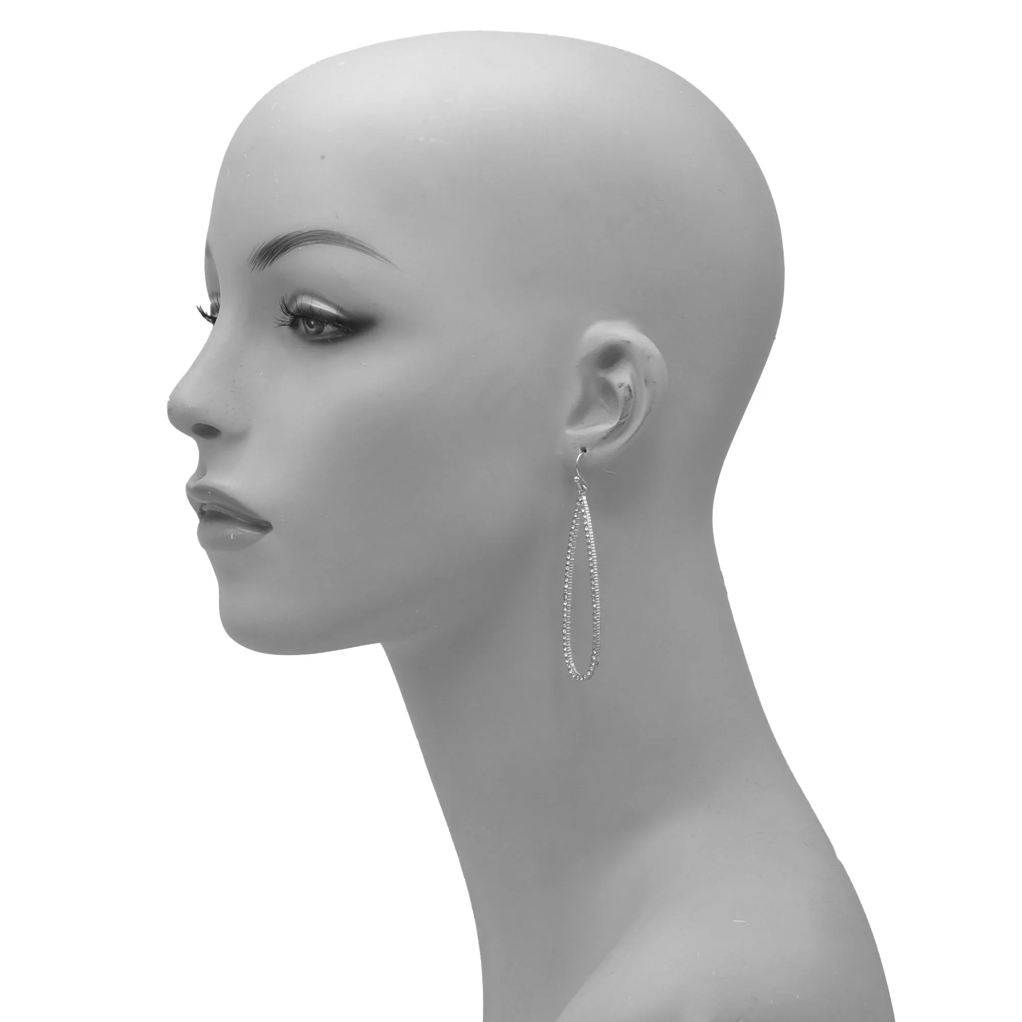 RHODIUM CRYSTAL TEARDROP EARRINGS # HNE90711RD (GD4)