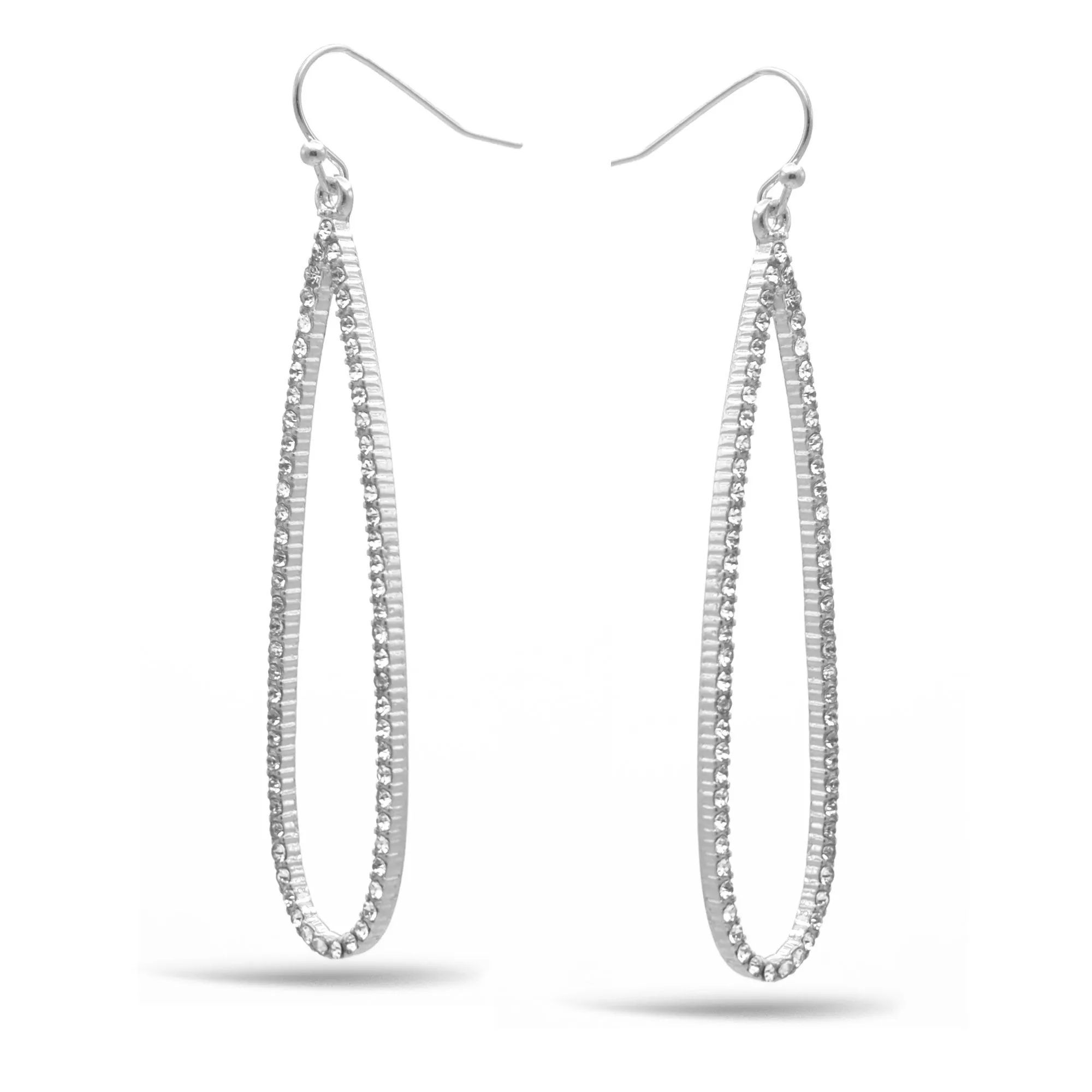 RHODIUM CRYSTAL TEARDROP EARRINGS # HNE90711RD (GD4)