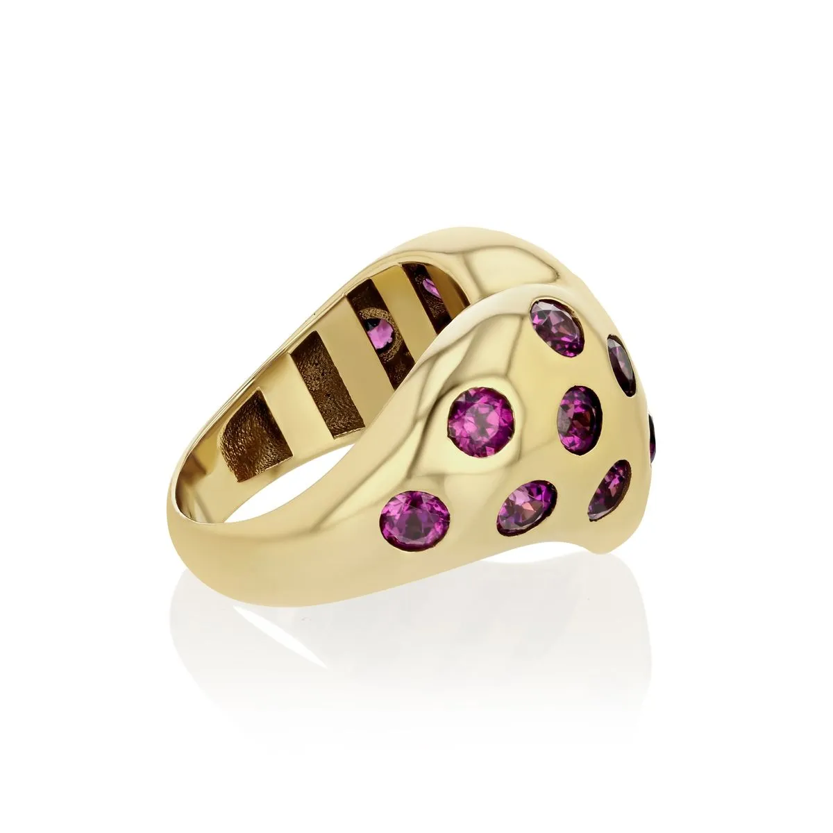 Rhodolite Chubby Heart Polka Dot Ring