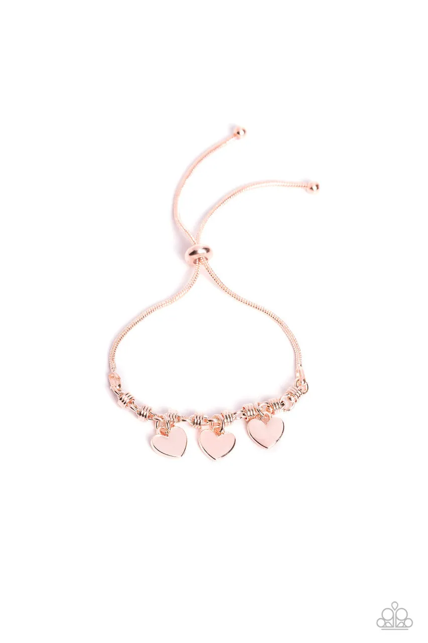 Romance Tale - Rose Gold - Heart Paparazzi Lariat Bolo Bracelet