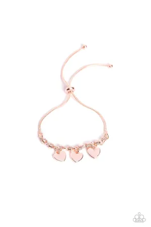 Romance Tale - Rose Gold - Heart Paparazzi Lariat Bolo Bracelet