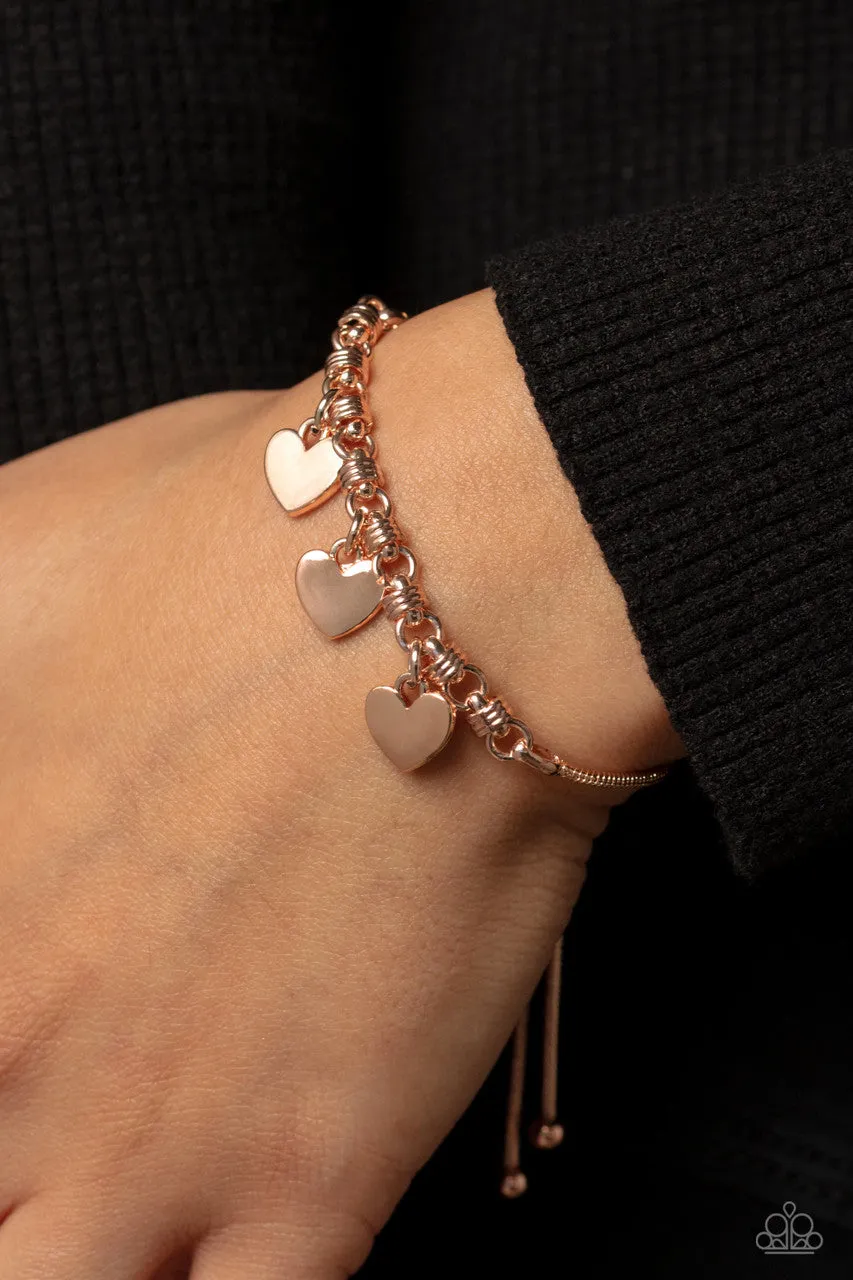 Romance Tale - Rose Gold - Heart Paparazzi Lariat Bolo Bracelet