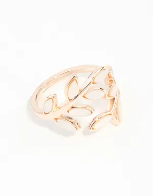 Rose Gold Pink Enamel Butterfly Ring