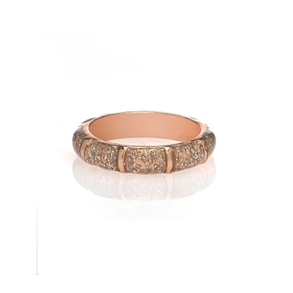 Rose Gold Stardust Segmented Bamboo Ring