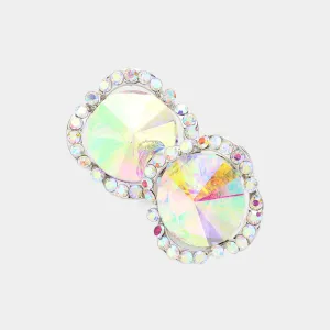 Round AB Crystal and Rhinestone Accented Pageant Earrings | Interview Earrings | 620375