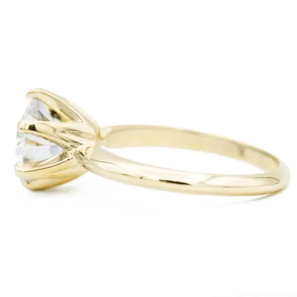 Round Center Stone 14K or 18K  Yellow Gold 6 Prongs Royal Crown Setting Solitaire Ring