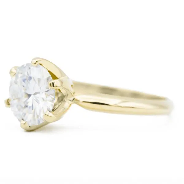 Round Center Stone 14K or 18K  Yellow Gold 6 Prongs Royal Crown Setting Solitaire Ring