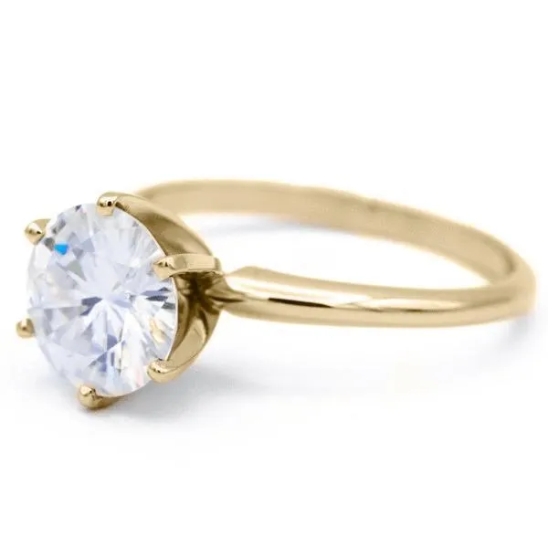 Round Center Stone 14K or 18K Yellow Gold 6 Prongs Solitaire Ring