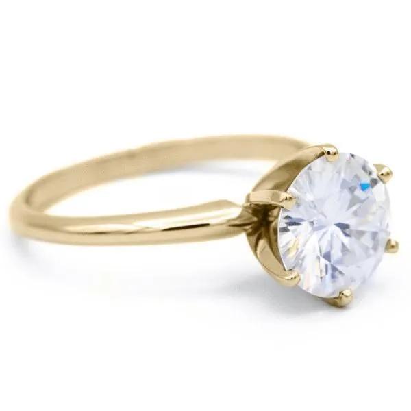 Round Center Stone 14K or 18K Yellow Gold 6 Prongs Solitaire Ring