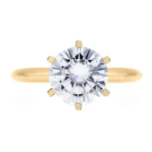 Round Center Stone 14K or 18K Yellow Gold 6 Prongs Solitaire Ring