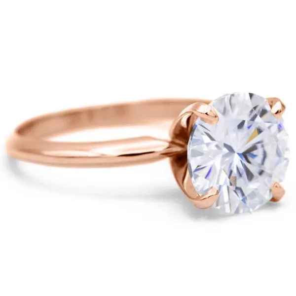 Round Center Stone 14K Rose Gold 4 Prongs Solitaire Ring