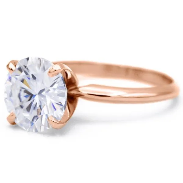 Round Center Stone 14K Rose Gold 4 Prongs Solitaire Ring