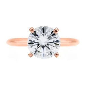 Round Center Stone 14K Rose Gold 4 Prongs Solitaire Ring