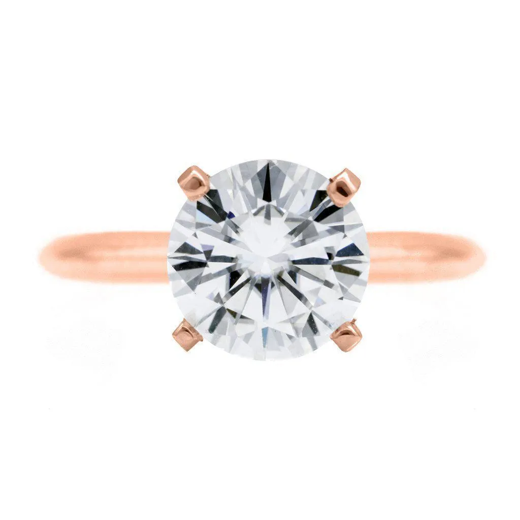 Round Center Stone 14K Rose Gold 4 Prongs Solitaire Ring