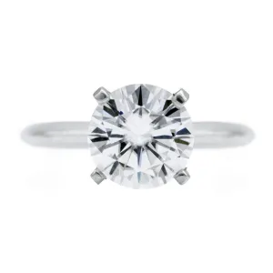 Round Center Stone Platinum 4 Prongs Solitaire Ring