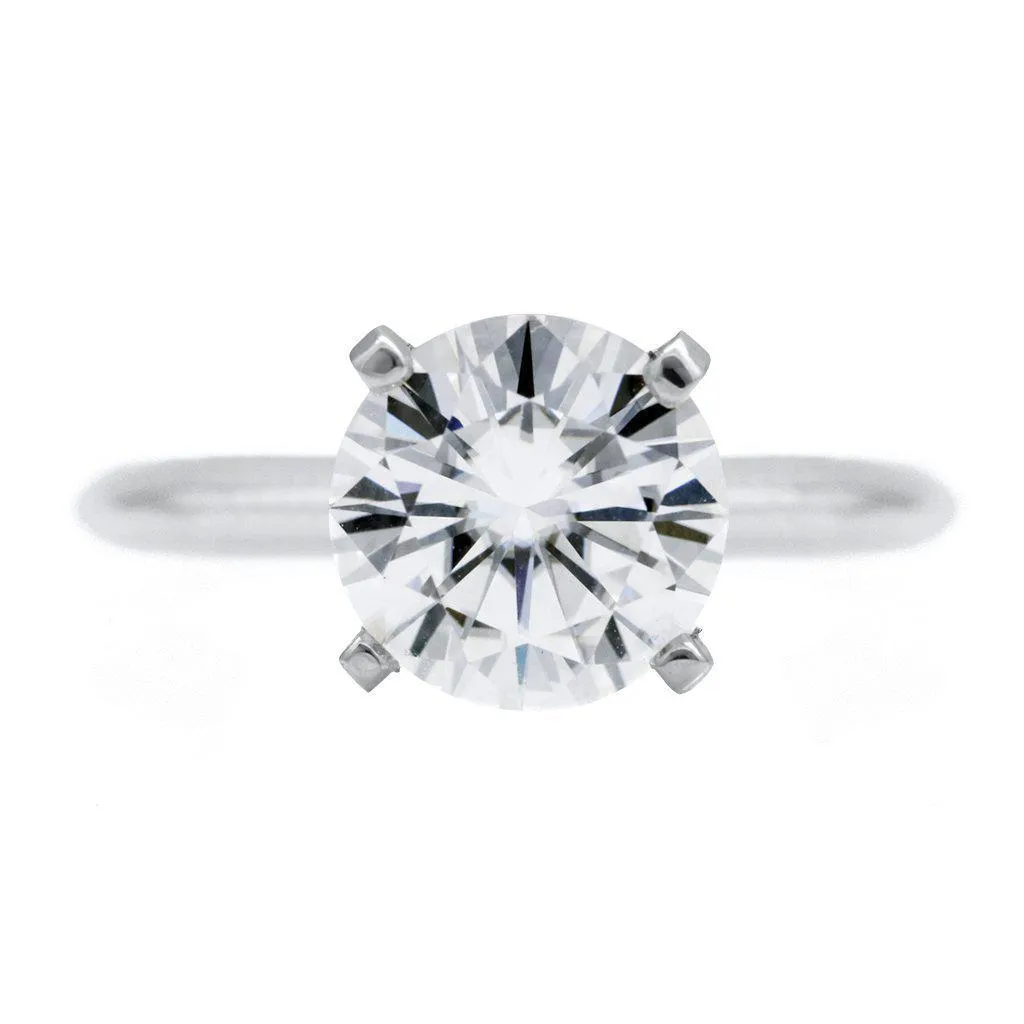 Round Center Stone Platinum 4 Prongs Solitaire Ring