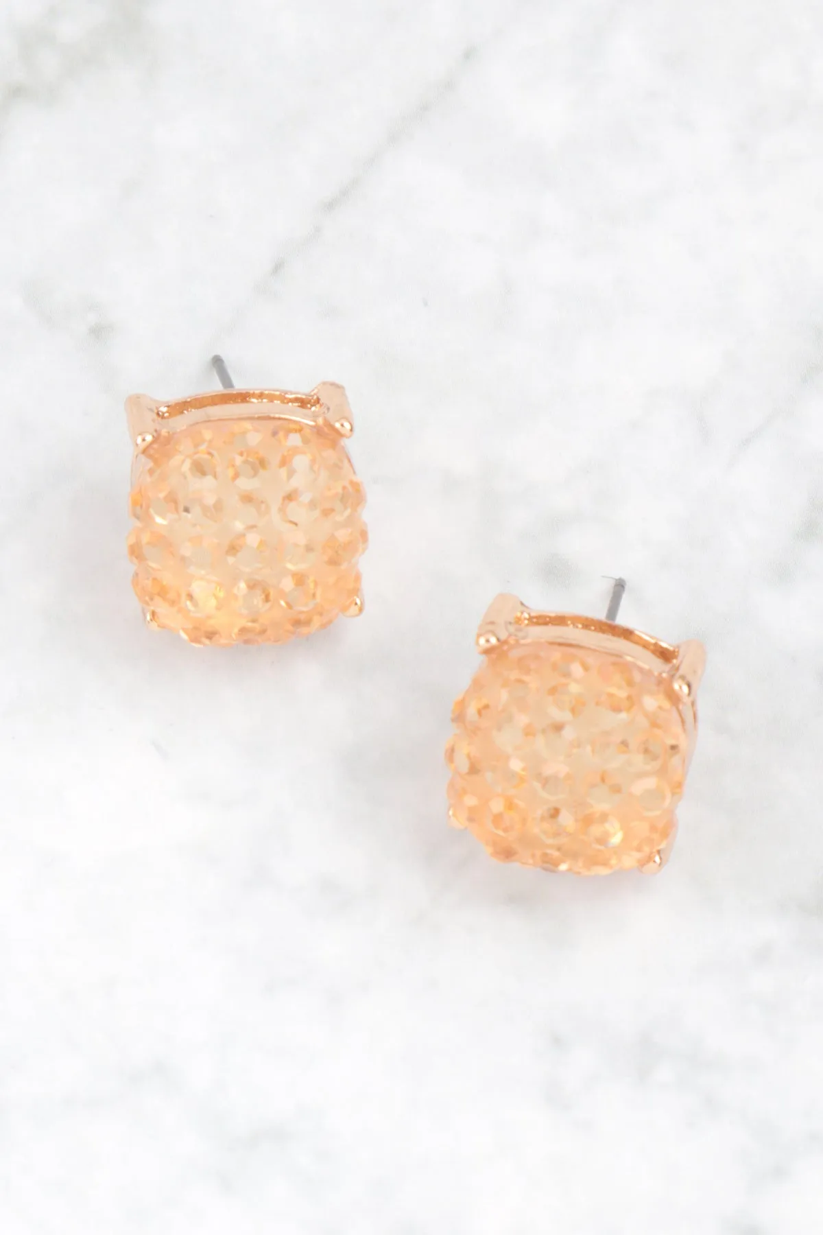 ROUND CUSHION RHINESTONE STUD EARRINGS