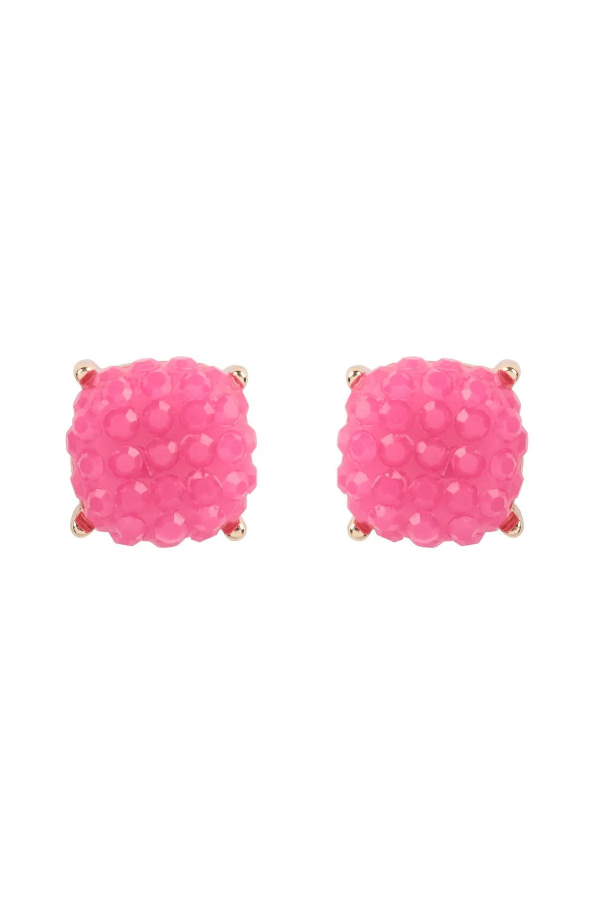 ROUND CUSHION RHINESTONE STUD EARRINGS