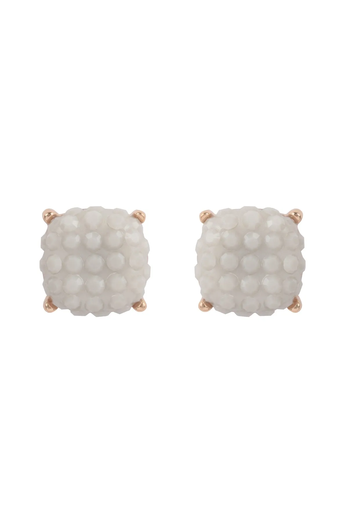 ROUND CUSHION RHINESTONE STUD EARRINGS