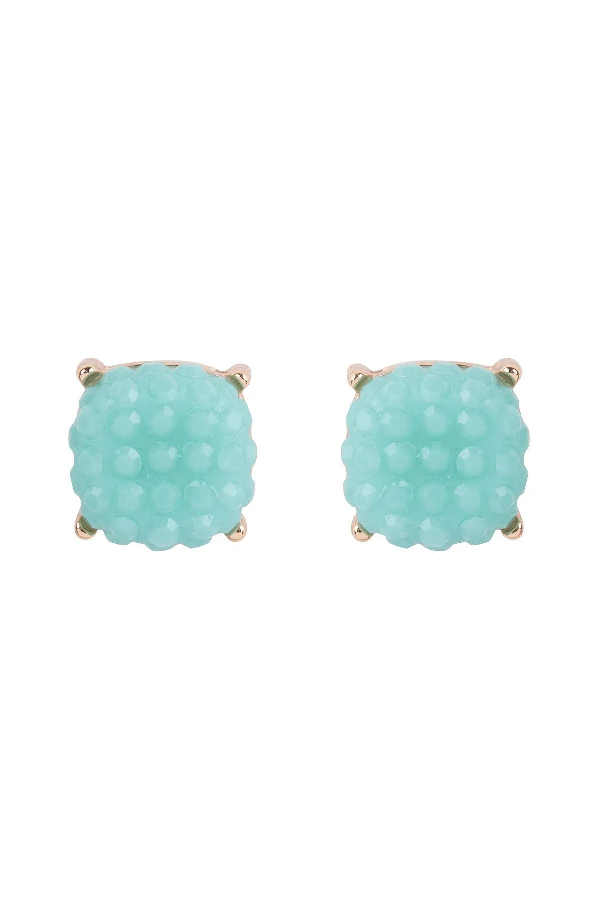 ROUND CUSHION RHINESTONE STUD EARRINGS
